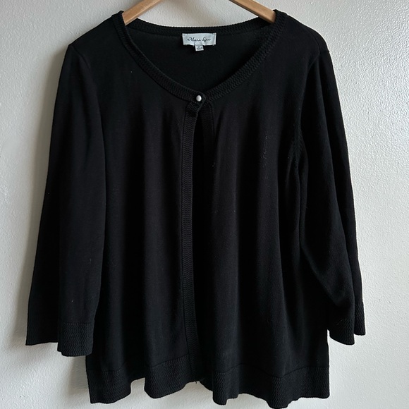 Meera lane pearl button closure black knit cardigan size 2X - Picture 1 of 4